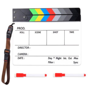 BLACKPIXEL Clapboard pro with anti slip Wristlink strap and 2 marker with eraser for Filmmakers| clapper size (30cm x 25cm) thickness (c 30mm,b 5mm)