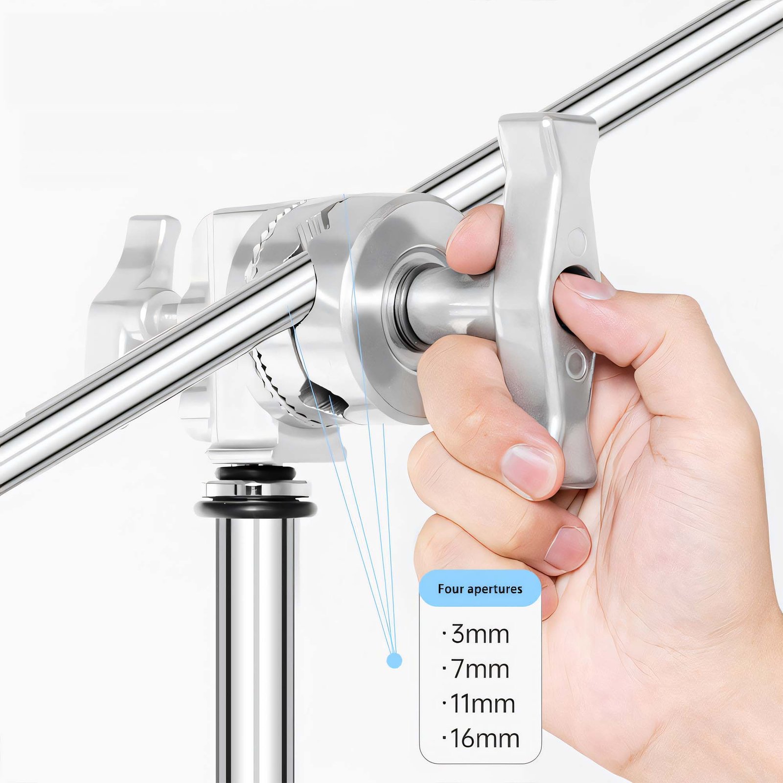 BLACKPIXEL Photography Clamp - 360° Rotating Grip Head with 4 Apertures, Heavy Duty C-Stand Mount