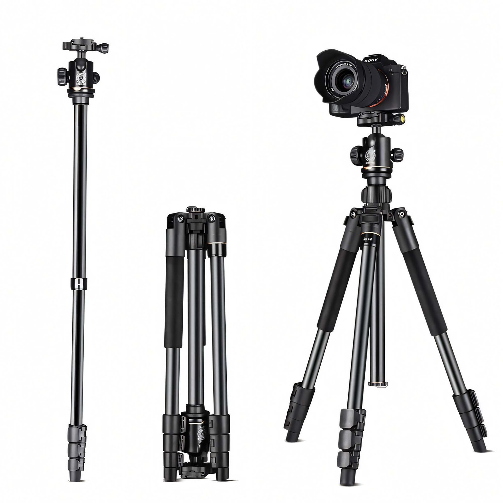 BLACKPIXEL Professional Camera Tripod, 145.3 cm Extended Height, 6 kg Load Capacity, Aluminium Travel Tripod and Monopod with Ball Head, Quick Release Plate