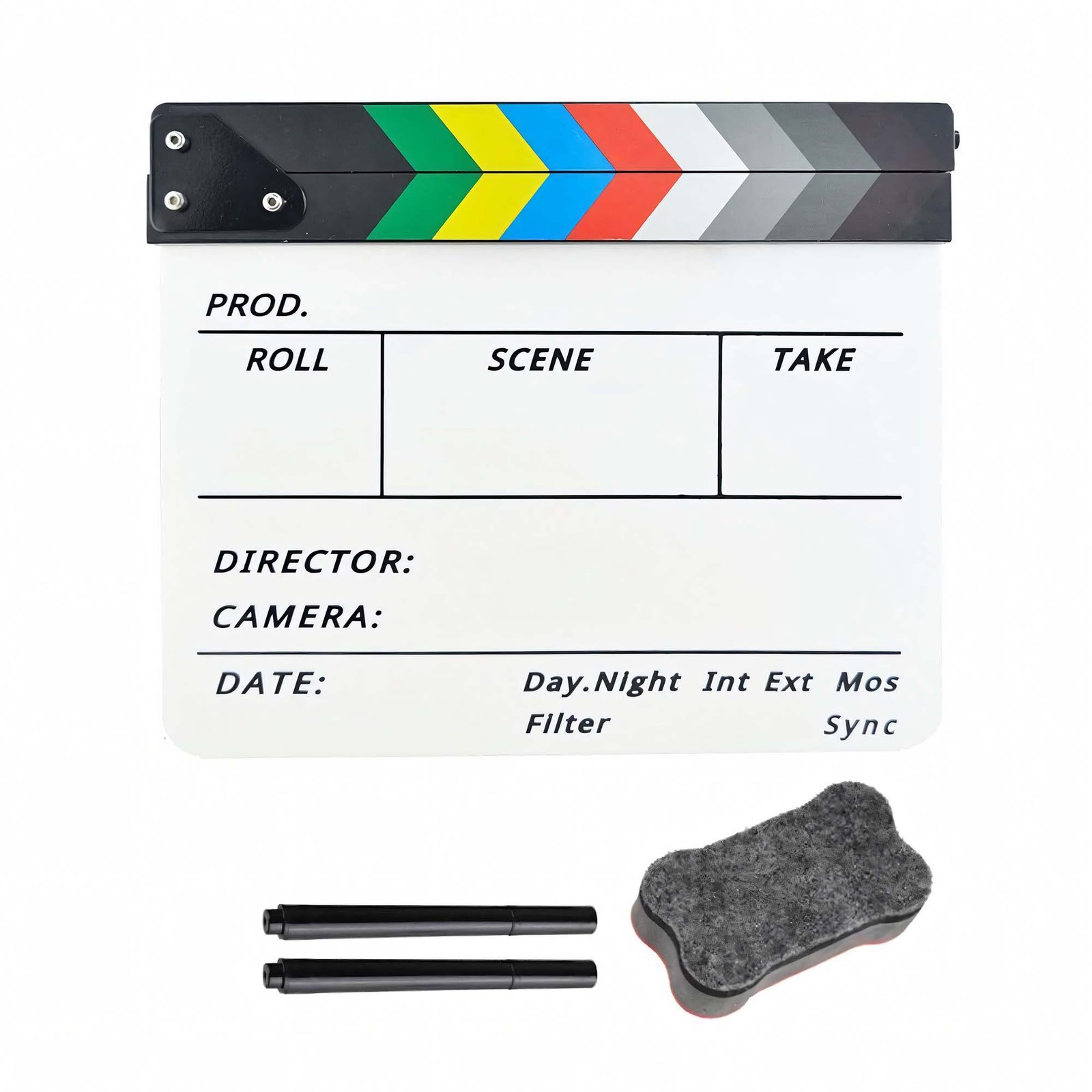 BLACKPIXEL Professional Film Clapboard 30x25 cm | Acrylic Director Slate with Magnetic Color Clapper | Dry Erase Movie Clapper Board with Marker & Eraser | Film Making, YouTube & Video Shoot