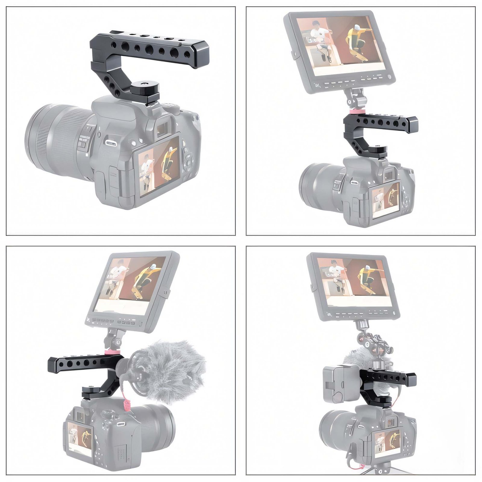 BLACKPIXEL Triple Cold-Shoe Camera Handle, Universal ARRI/NATO Mount, 15mm Rod Clamp, Adjustable Grip, Multiple 1/4-20 & 3/8-16 Threads