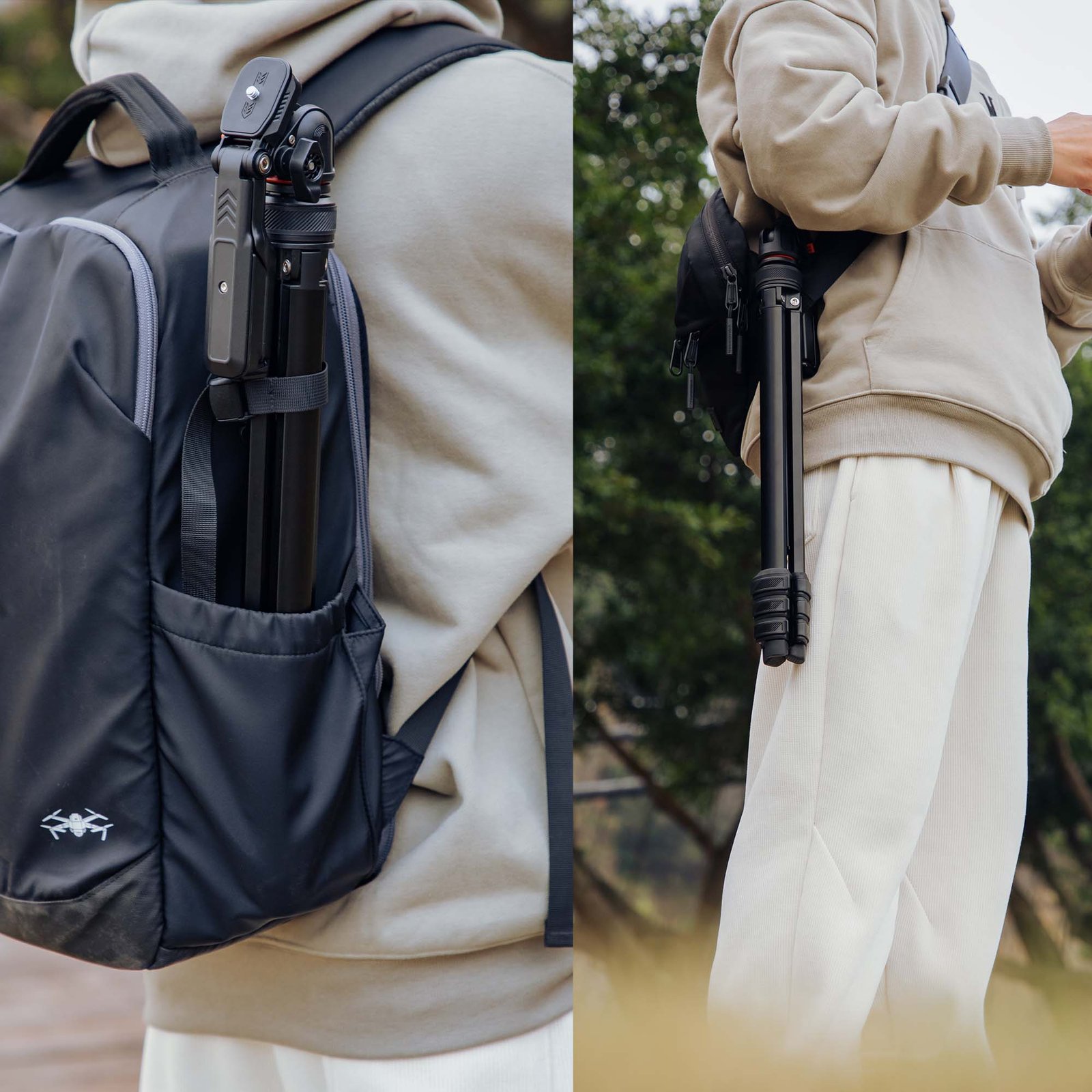 2 bag Goocong O4 Lightweight Camera Tripod, 44-136 cm Height, 650g Weight, Quick-Lock Legs, Dual 1/4" Mount