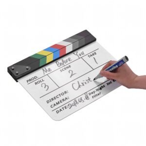 BLACKPIXEL Professional Film Clapboard 30x25 cm | Acrylic Director Slate with Magnetic Color Clapper | Dry Erase Movie Clapper Board with Marker & Eraser | Film Making, YouTube & Video Shoot