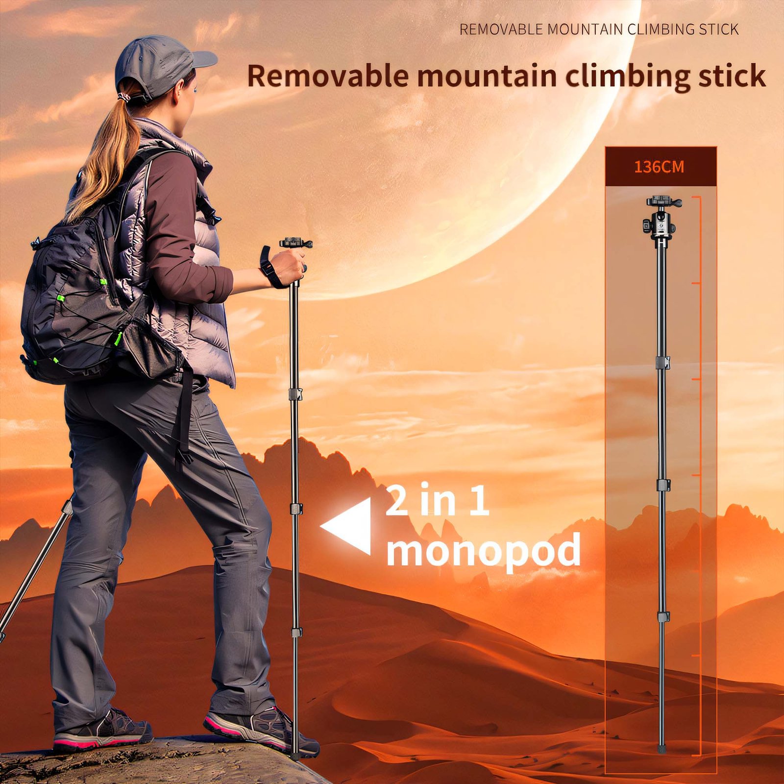 BLACKPIXEL Professional Camera Tripod, 145.3 cm Extended Height, 6 kg Load Capacity, Aluminium Travel Tripod and Monopod with Ball Head, Quick Release Plate