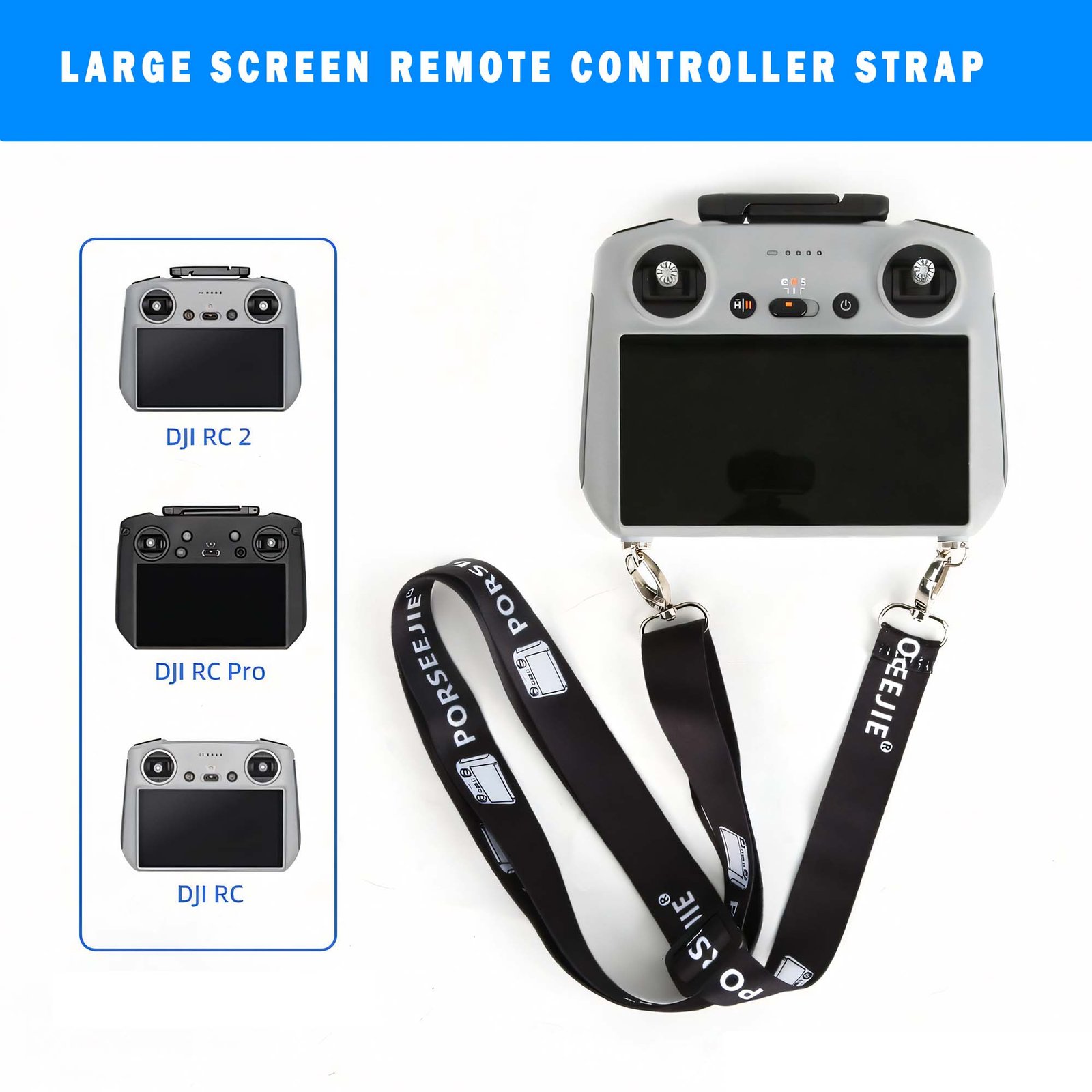 BLACKPIXEL Adjustable Neck Lanyard Strap for DJI RC/RC Pro Remote Controllers with Screen – Compatible with Mavic 3, Mini 3 Pro & Air 2S – Includes Screws & Gaskets, Total Length 146 cm