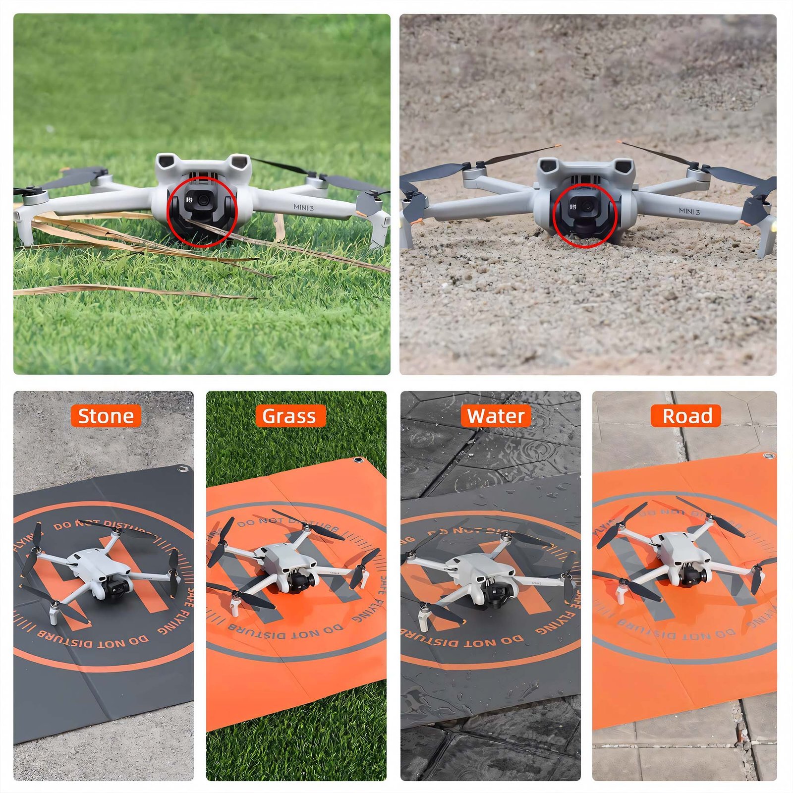 BLACKPIXEL Portable Drone Landing Pad, 50x50 cm Double-Sided, Orange/Grey, Fast-Fold Design with Stakes – Compatible with DJI Mini, Air, Phantom, FPV Racing Drones