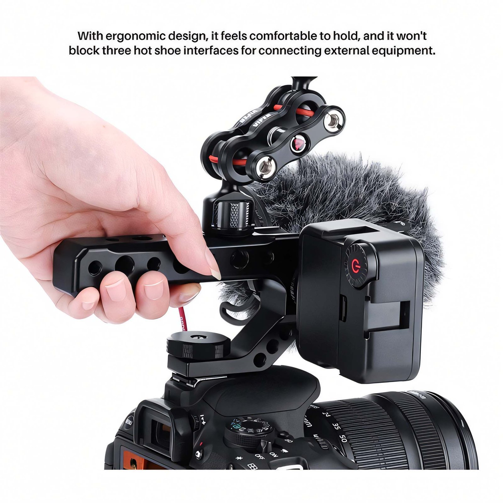 BLACKPIXEL Triple Cold-Shoe Camera Handle, Universal ARRI/NATO Mount, 15mm Rod Clamp, Adjustable Grip, Multiple 1/4-20 & 3/8-16 Threads