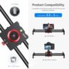BLACKPIXEL 50 cm Aluminium Camera Slider, 1/4" & 3/8" Threads, Manual Dolly Track Rail, 5 kg Load Capacity, with Carry Bag – Compatible with DSLR, Mirrorless, Smartphones & Action Cameras