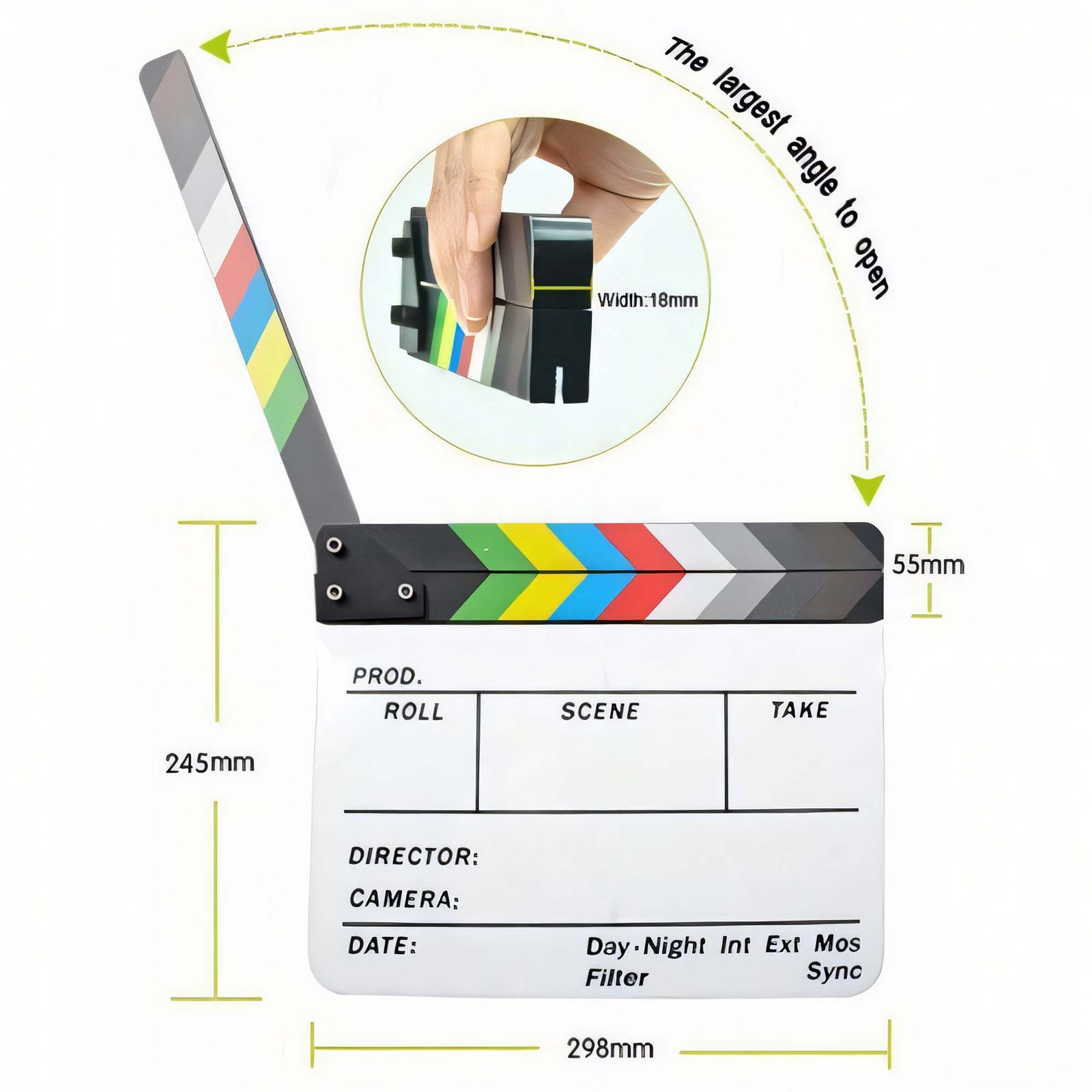 BLACKPIXEL Professional Film Clapboard 30x25 cm | Acrylic Director Slate with Magnetic Color Clapper | Dry Erase Movie Clapper Board with Marker & Eraser | Film Making, YouTube & Video Shoot