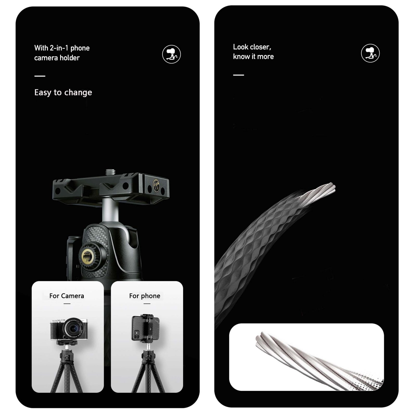 8 Goocong Flexible Tripod for iPhone, Phone Camera with Cell Phone Mount for iPhone 13, Samsung Smartphone, DSLR Canon, Nikon Camera