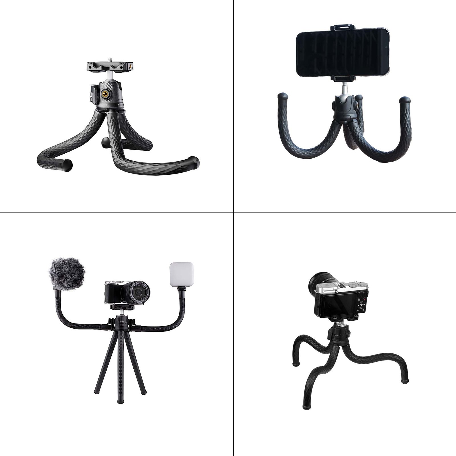 9 Goocong Flexible Tripod for iPhone, Phone Camera with Cell Phone Mount for iPhone 13, Samsung Smartphone, DSLR Canon, Nikon Camera