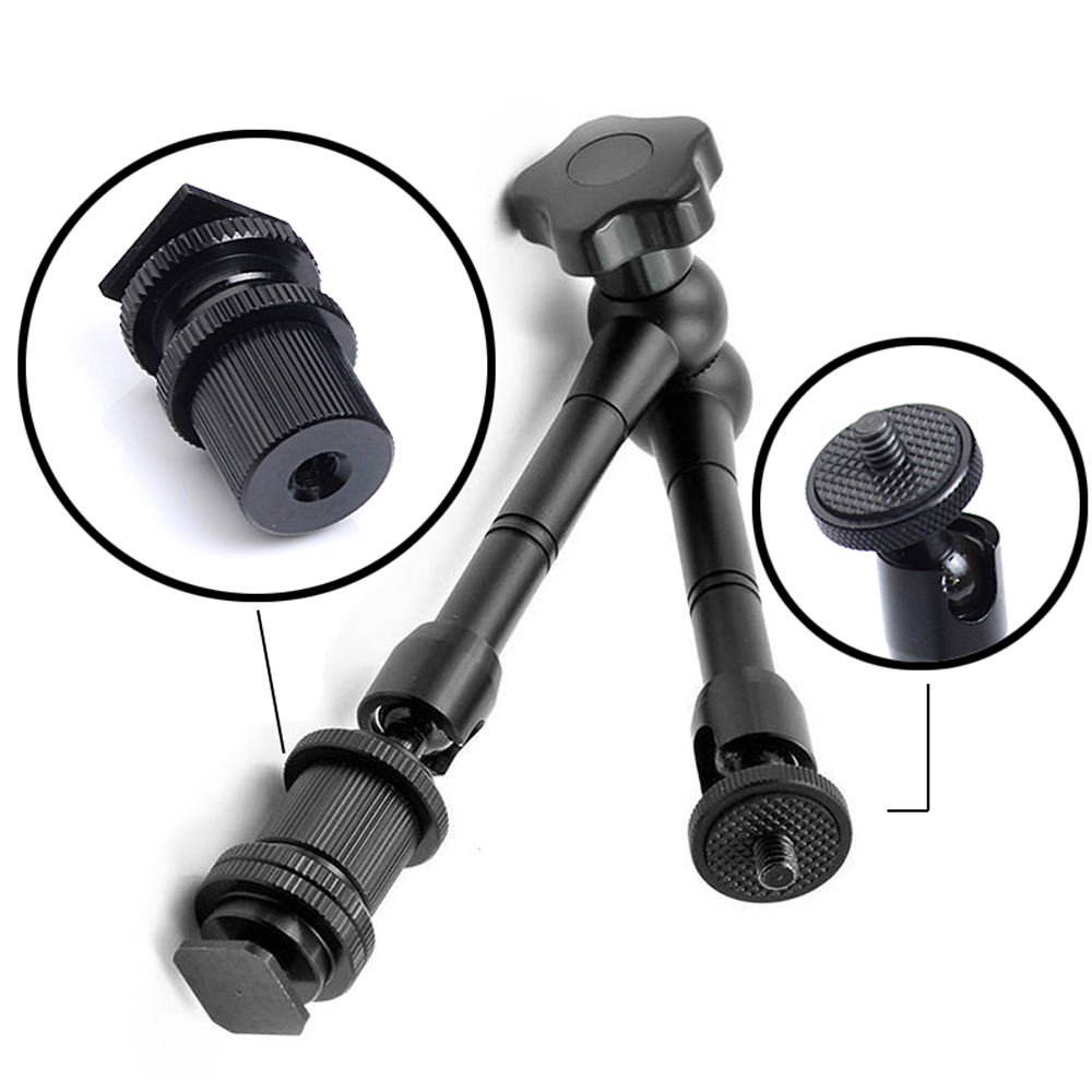 H6b1a9ecd09c04f6fa9e126fe3c451da9A BLACKPIXEL Magic Arm, Quick Release Plate, DSLR Compatible, Black (only 11 INCH Magic arm)