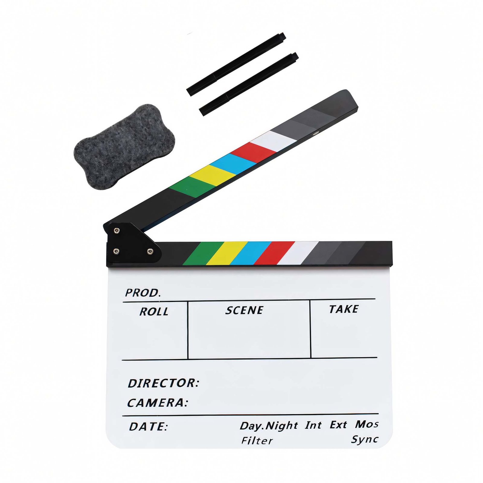 BLACKPIXEL Professional Film Clapboard 30x25 cm | Acrylic Director Slate with Magnetic Color Clapper | Dry Erase Movie Clapper Board with Marker & Eraser | Film Making, YouTube & Video Shoot