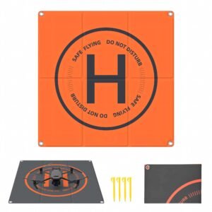 BLACKPIXEL Portable Drone Landing Pad, 50x50 cm Double-Sided, Orange/Grey, Fast-Fold Design with Stakes – Compatible with DJI Mini, Air, Phantom, FPV Racing Drones