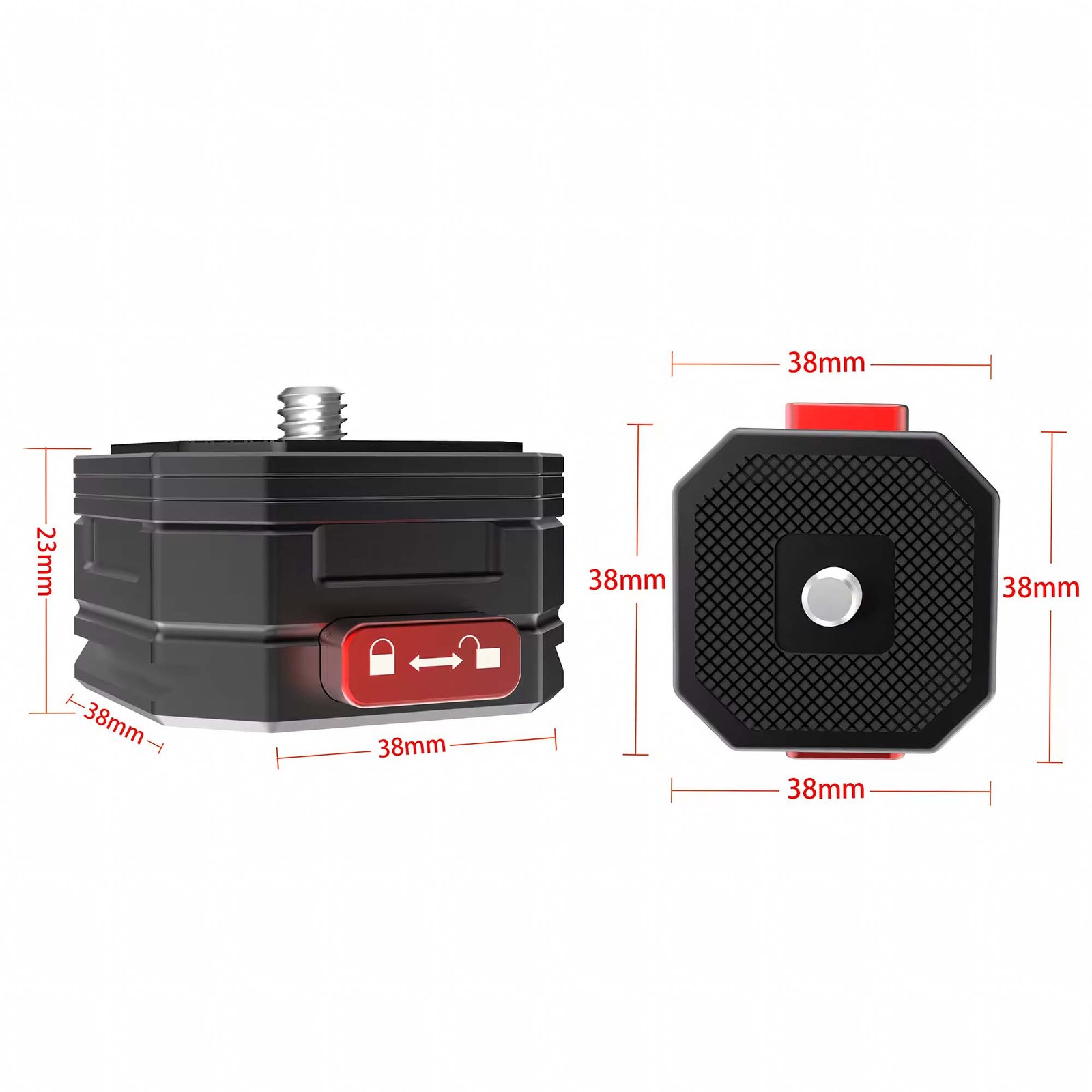 BLACKPIXEL Camera Quick Release Mount Adapter, 38mm, Sliding Lock Mechanism, Anti-Slip Plate, Compatible with DSLR and Tripod
