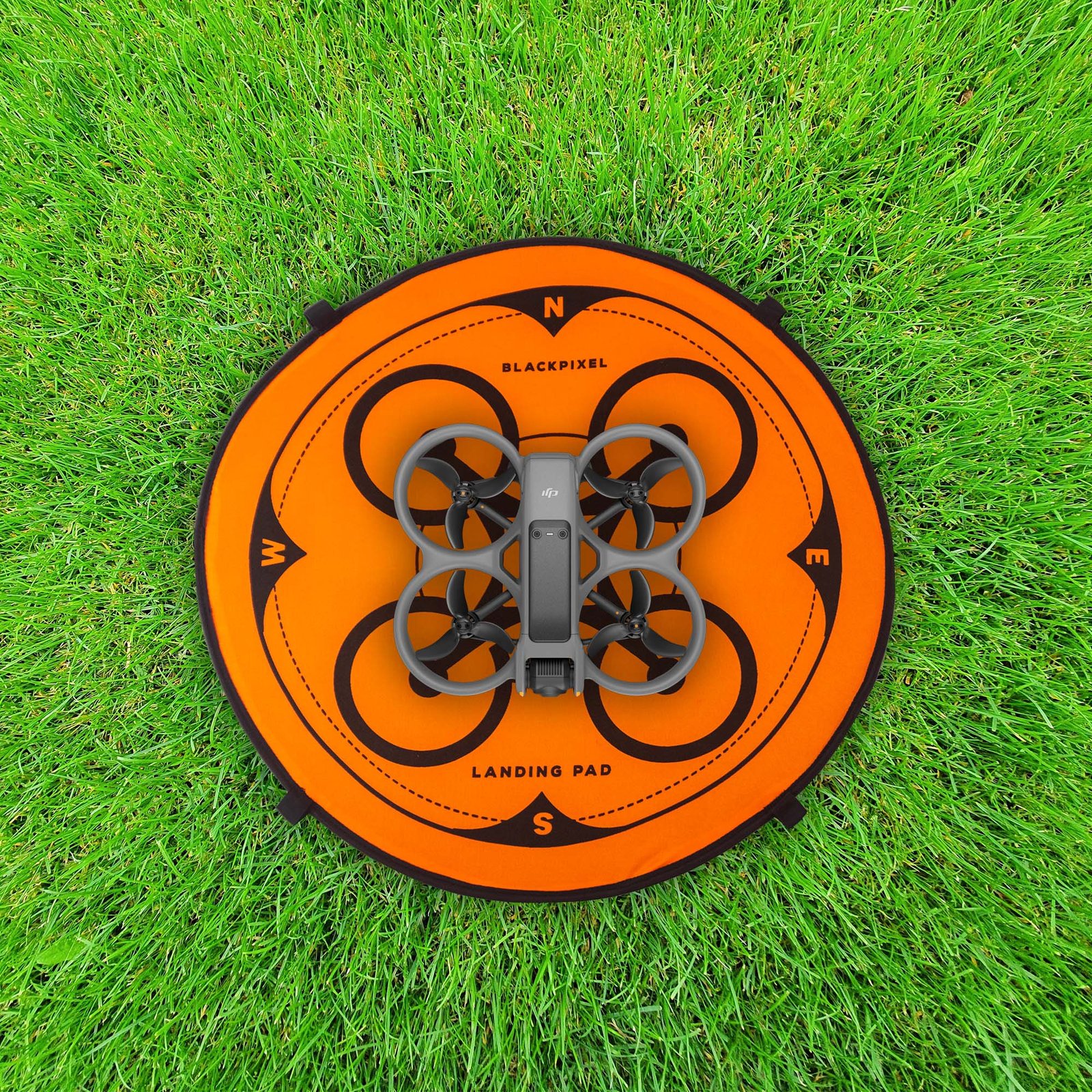 aven-dron-grass.jpg BLACKPIXEL Drone Landing Pad, Portable Foldable Helipad with Carrying Case, Orange and Black