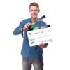 BLACKPIXEL Clapboard pro with anti slip Wristlink strap and 2 marker with eraser for Filmmakers| clapper size (30cm x 25cm) thickness (c 30mm,b 5mm)
