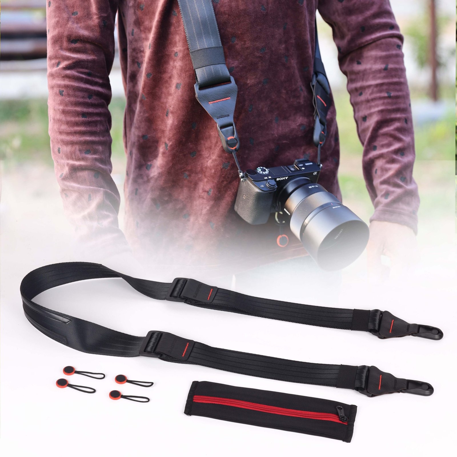 BLACKPIXEL Glide pro quick release black strap for camera,drones|3 in 1 style (sling,neck,shoulder)| Adjustable(145-99 cm)