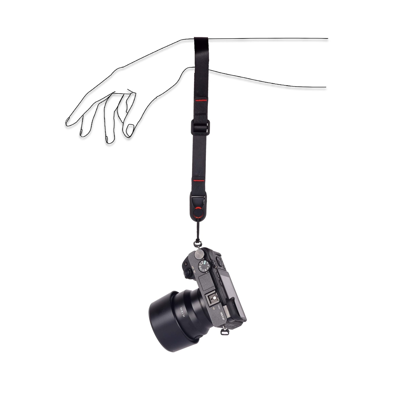 BLACKPIXEL Glide mini black strap with wristlink for cameras and drones|3in1 style (neck,sling,shoulder)|Adjustable (1450-830mm)