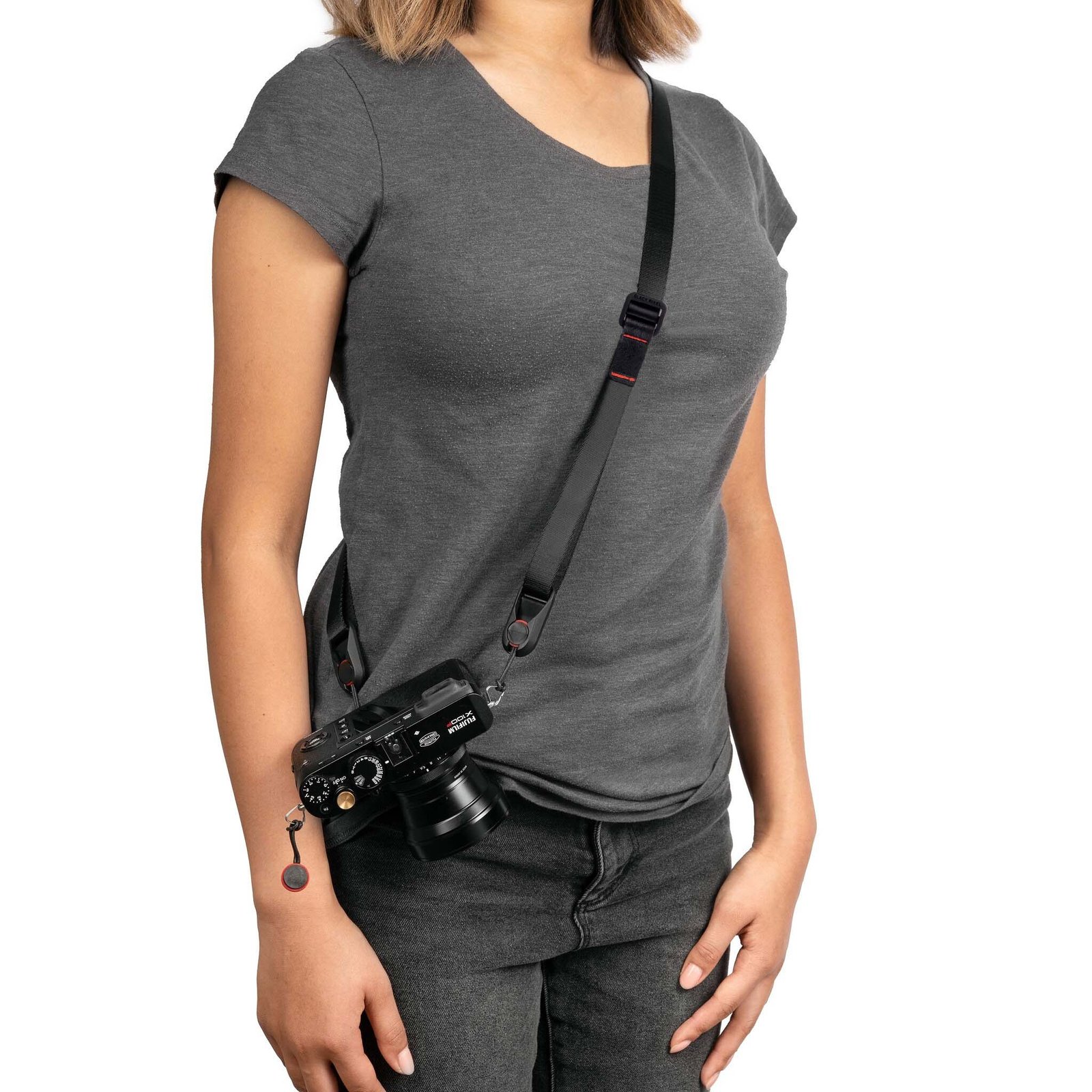 BLACKPIXEL Glide mini black strap with wristlink for cameras and drones|3in1 style (neck,sling,shoulder)|Adjustable (1450-830mm)