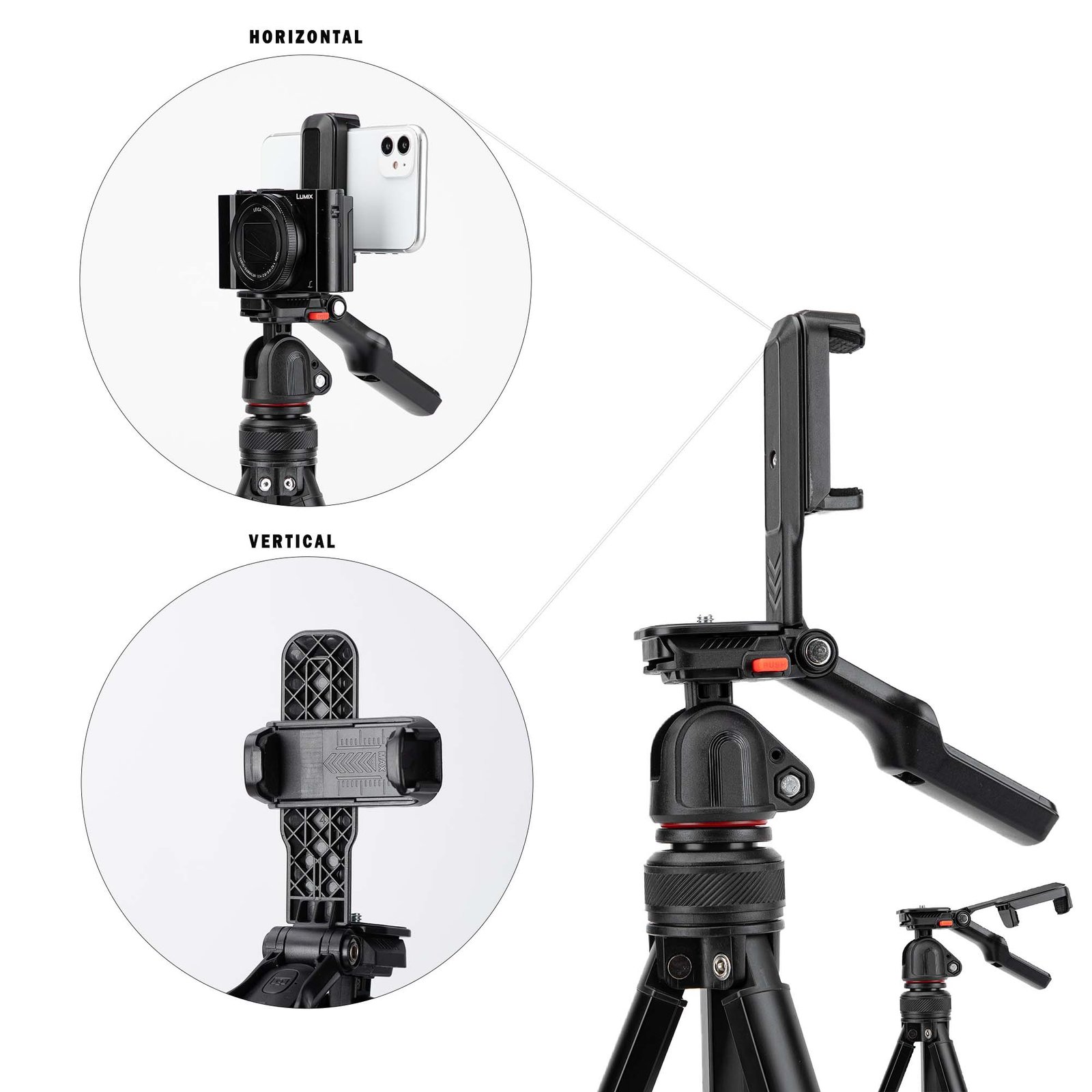 moblie holder Goocong O4 Lightweight Camera Tripod, 44-136 cm Height, 650g Weight, Quick-Lock Legs, Dual 1/4" Mount