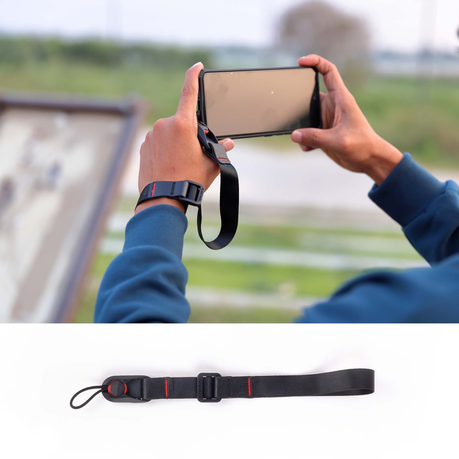 BLACKPIXEL Glide mini black strap with wristlink for cameras and drones|3in1 style (neck,sling,shoulder)|Adjustable (1450-830mm)