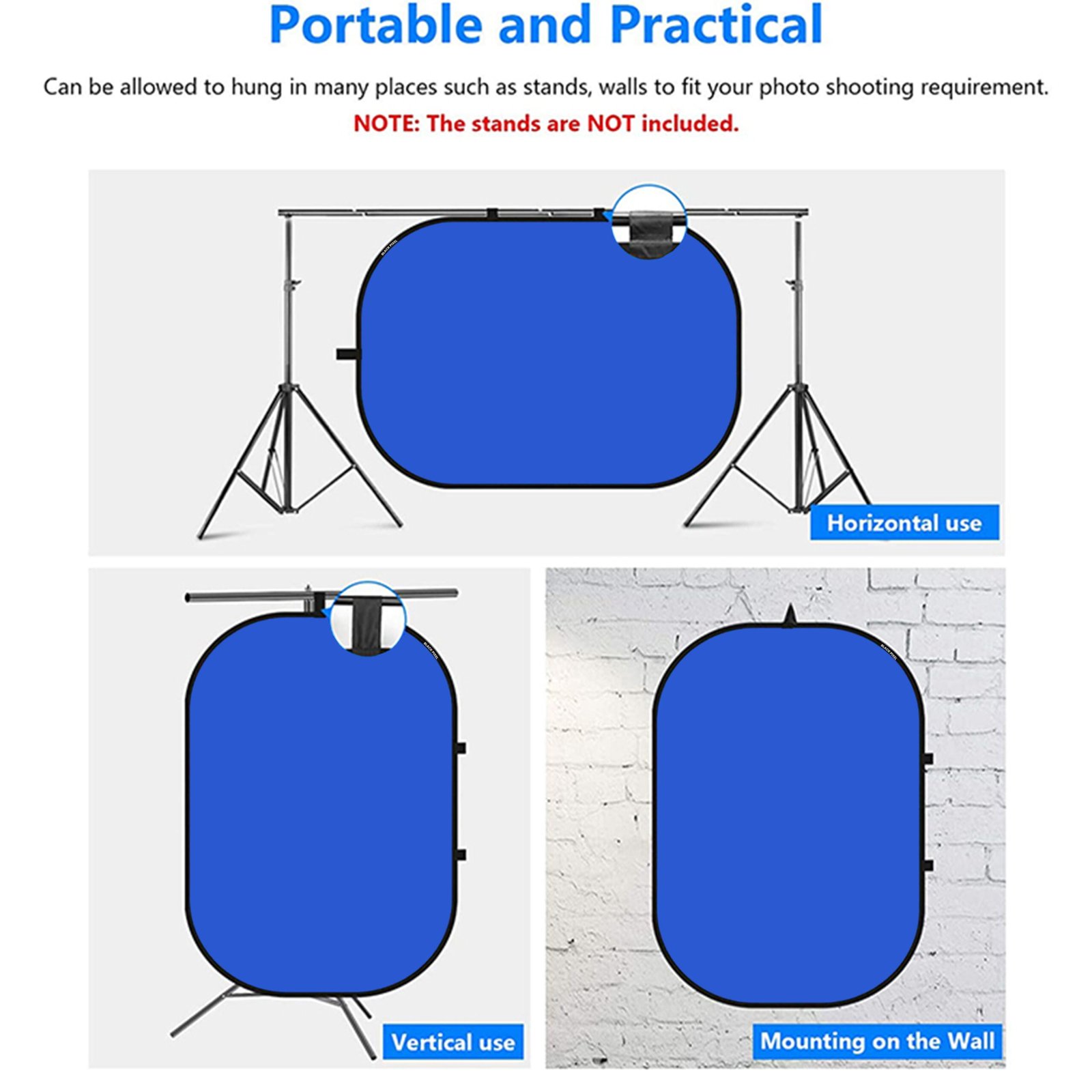 BLACKPIXEL Collapsible Portable Chroma Key Background (5 x 7" feet) , 2-in-1 Chroma Blue/Chroma Green for youtube, Filmmaking,Visual Effects,Ad film,Photography,Online meeting