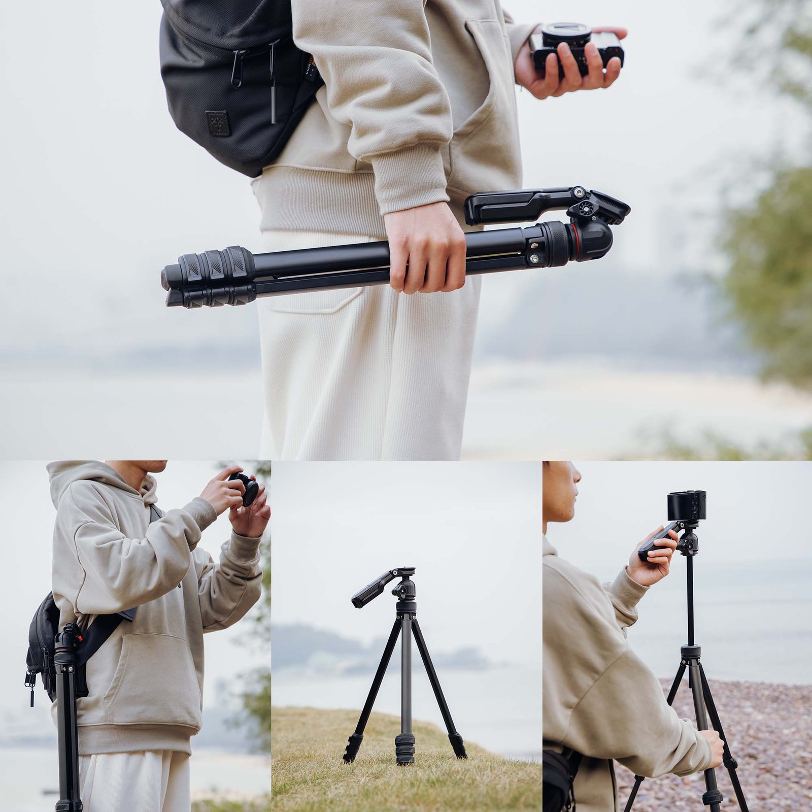 uti Goocong O4 Lightweight Camera Tripod, 44-136 cm Height, 650g Weight, Quick-Lock Legs, Dual 1/4" Mount