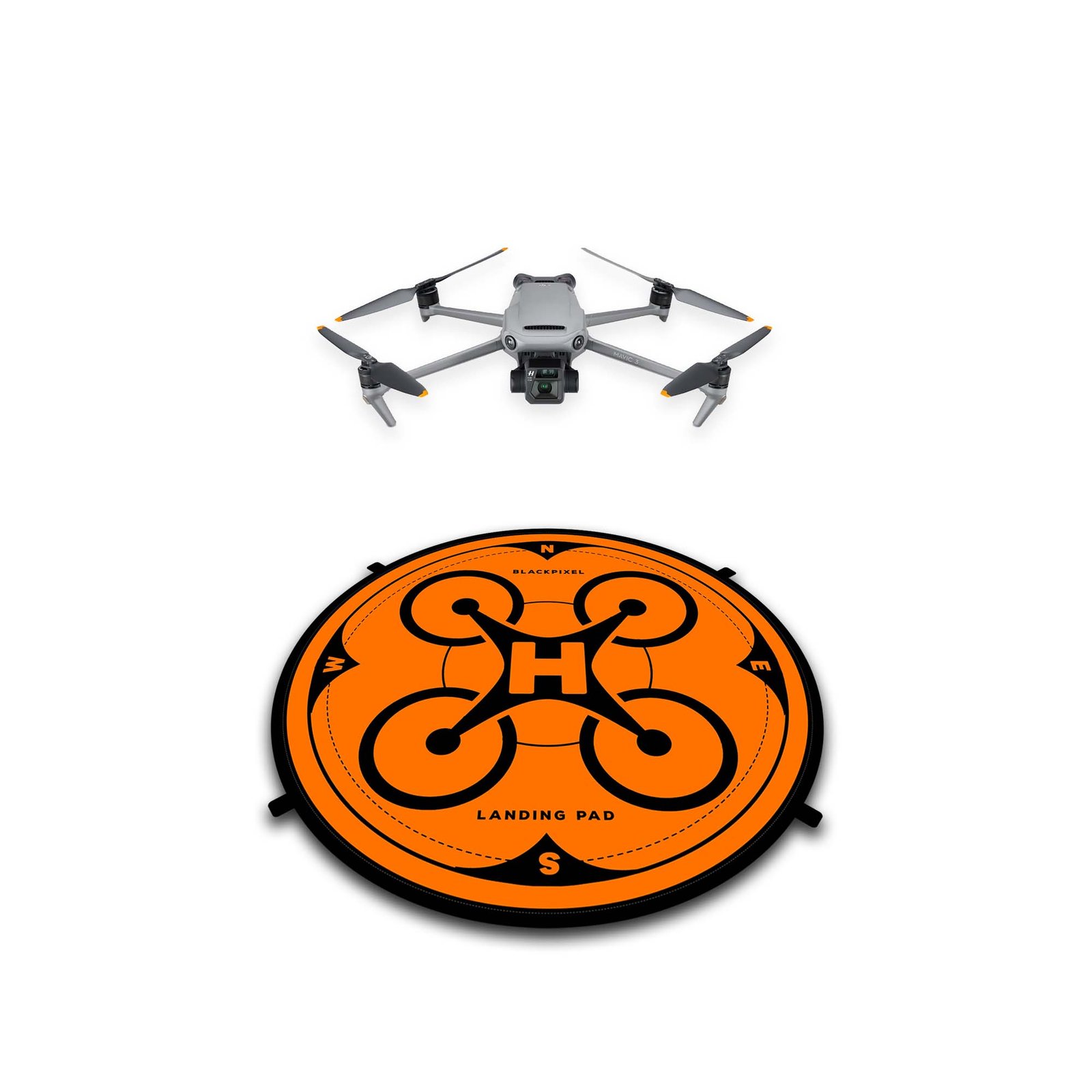 w-fade-lading.jpg BLACKPIXEL Drone Landing Pad, Portable Foldable Helipad with Carrying Case, Orange and Black