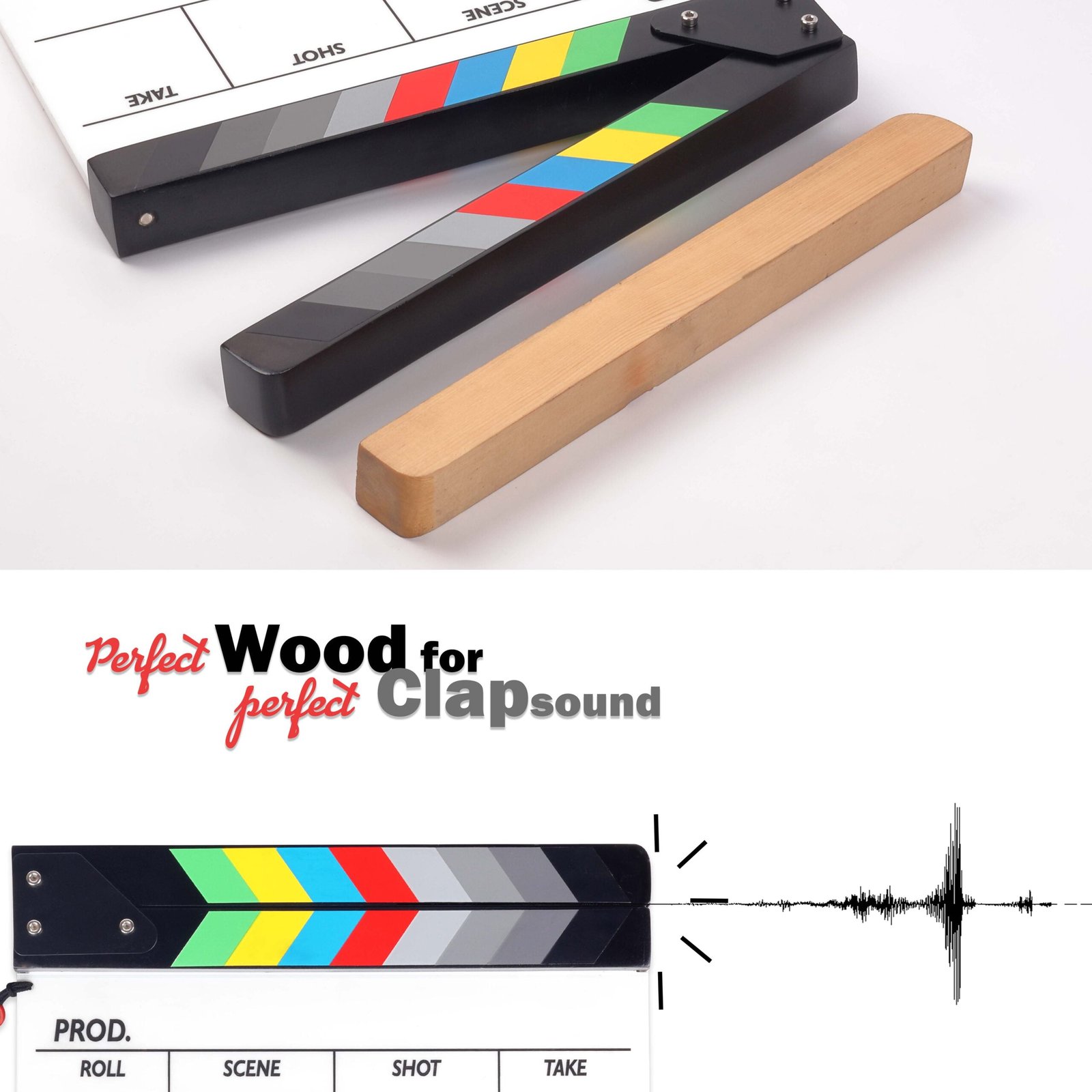 BLACKPIXEL Clapboard pro with anti slip Wristlink strap and 2 marker with eraser for Filmmakers| clapper size (30cm x 25cm) thickness (c 30mm,b 5mm)