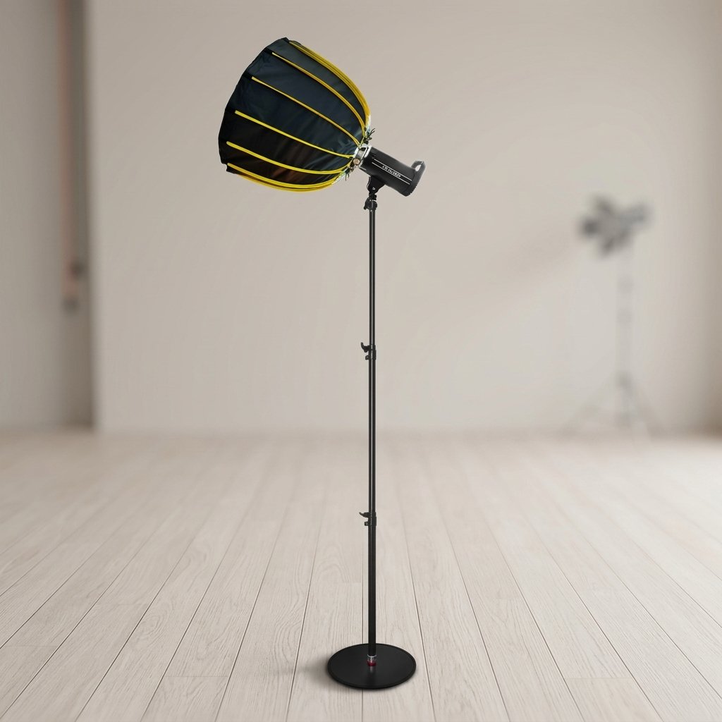 Two-in-One Sturdy 180 Degree Adjustable Height Durable Microphone Floor Stand - 360 Degree Rotating Metal Camera Stand