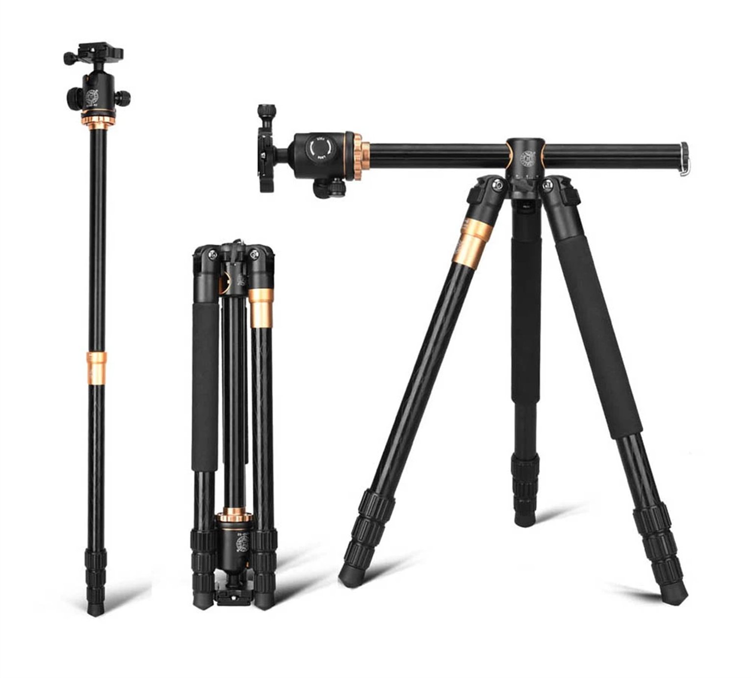Tripod Kit with Monopod and Ball Head - Twist Lock & Flip Leg Lock Transverse Stand for DSLR Camera & Mobile Phone