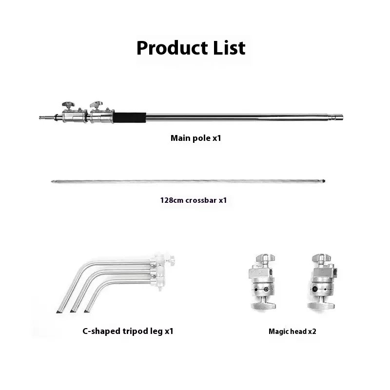 3.3M Heavy-Duty Stainless Steel Magic Leg C Stand & Light Stand with Crossbar Grip - Flexible Photography Tripod for Video Camera