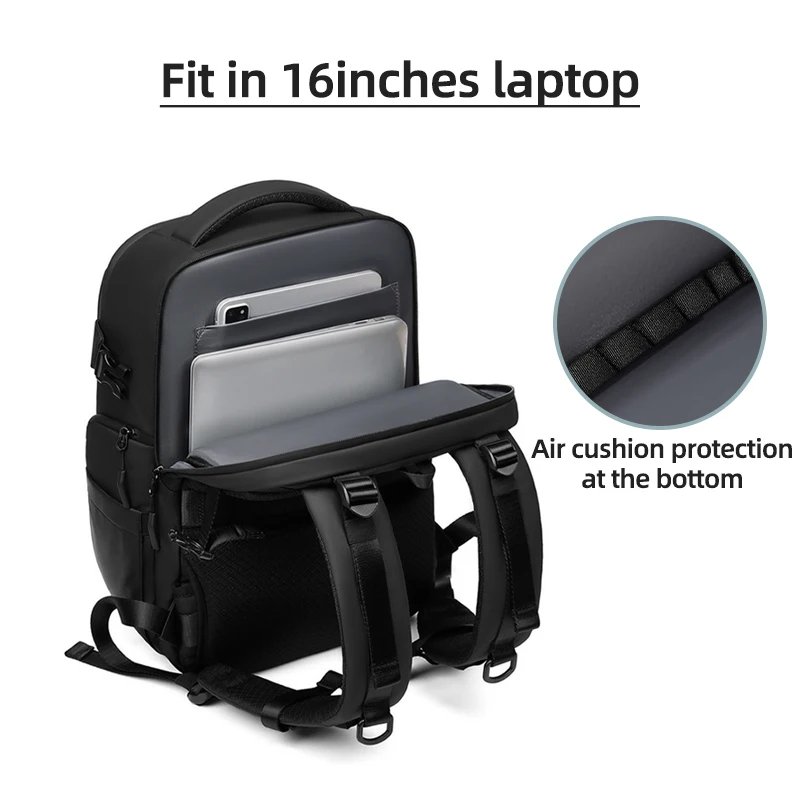 Camera Bag - 16 Inch Laptop Backpack with Detachable Partition, MOLLE System, Breathable Design for Photographers