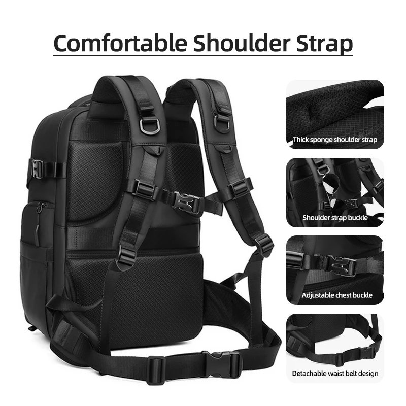 Camera Bag - 16 Inch Laptop Backpack with Detachable Partition, MOLLE System, Breathable Design for Photographers