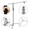 3.3M Heavy-Duty Stainless Steel Magic Leg C Stand & Light Stand with Crossbar Grip - Flexible Photography Tripod for Video Camera
