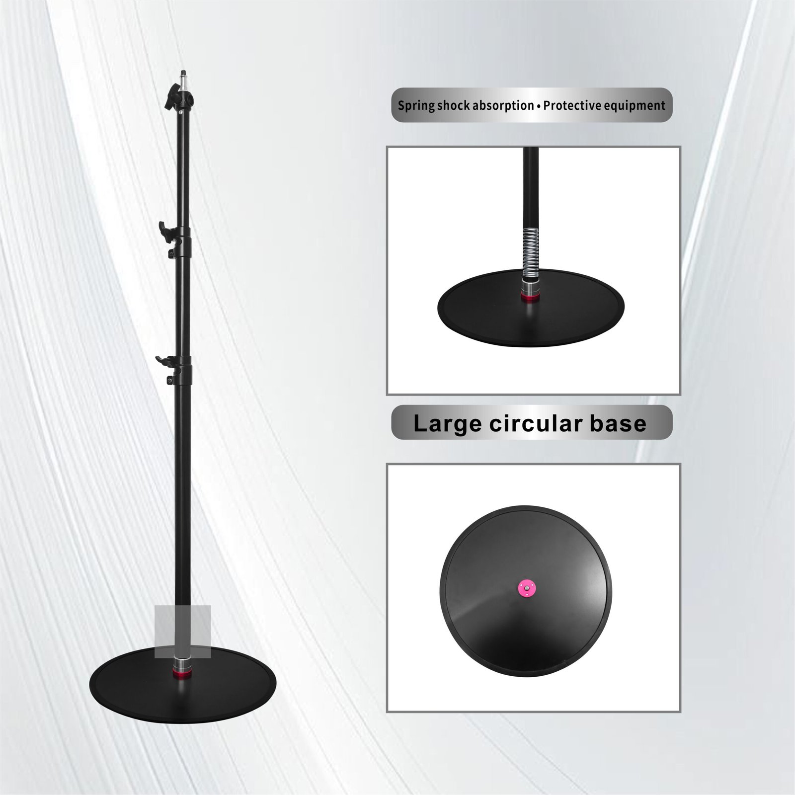 Two-in-One Sturdy 180 Degree Adjustable Height Durable Microphone Floor Stand - 360 Degree Rotating Metal Camera Stand