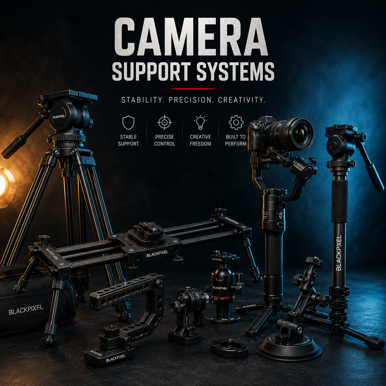 BLACKPIXEL 50 cm Aluminium Camera Slider, 1/4" & 3/8" Threads, Manual Dolly Track Rail, 5 kg Load Capacity, with Carry Bag – Compatible with DSLR, Mirrorless, Smartphones & Action Cameras
